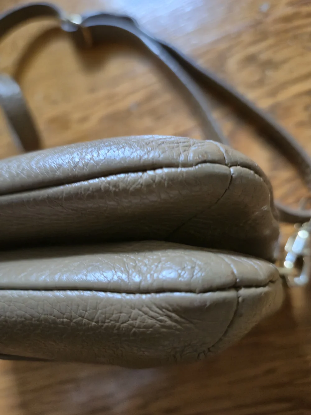 Tory Burch Taupe Leather Crossbody with Perforated Logo